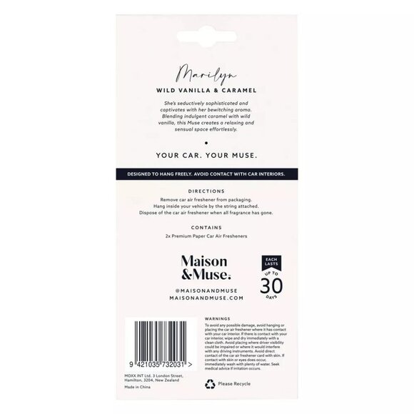 NWT  Maison & Muse Car Air Freshener Marilyn  Wild Vanilla & Caramel - Picture 4 of 4